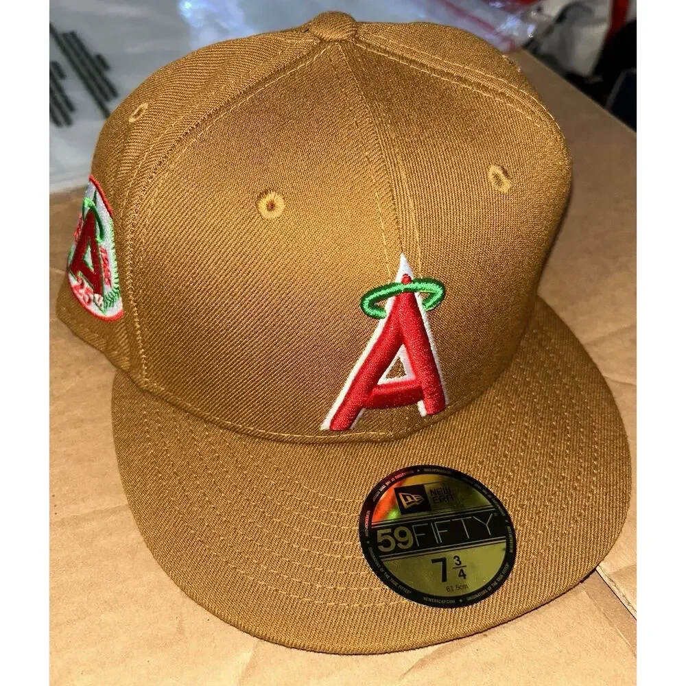 Men's Los Angeles Angels New Era 59FIFTY Brown 25th Season Patch Fitted Hat